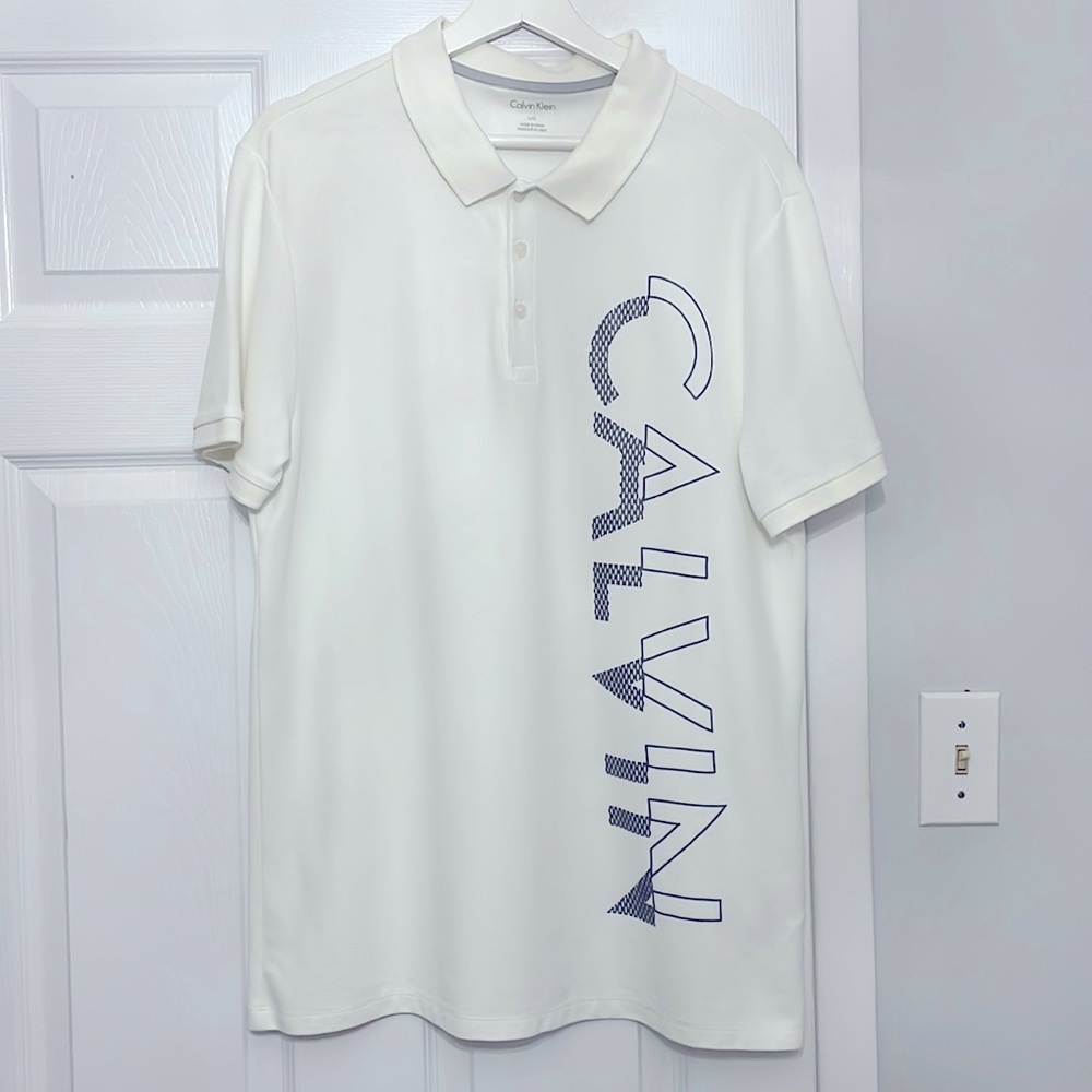 Calvin Klein MENS Large white polo shirt